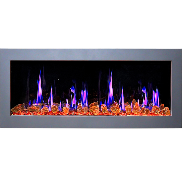 Litedeer Homes Gloria II 48" White Seamless Push-in Electric Fireplace With Reflective Fire Glass Reflective Fire Glass