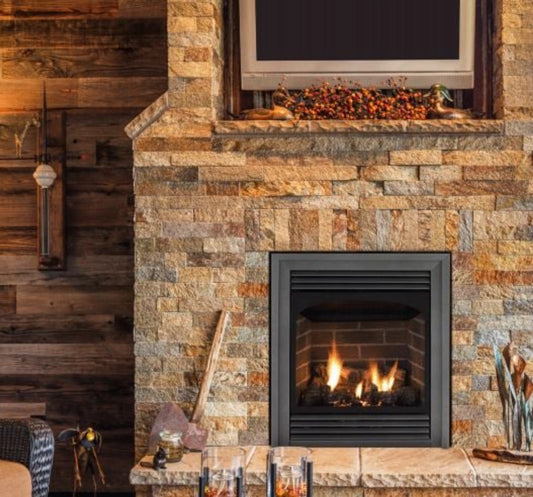 Empire White Mountain Hearth Vail 24" Vent Free Premium Gas Fireplace with Slope Glaze Burner Millivolt Control and On/Off Switch