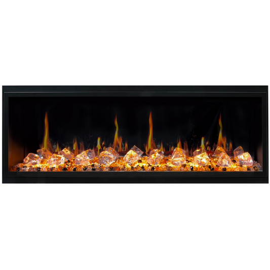 Litedeer Homes Latitude 55" Black Ultra Slim Built-in Linear Smart Electric Fireplace With Multicolor Acrylic Crushed Ice RocksC