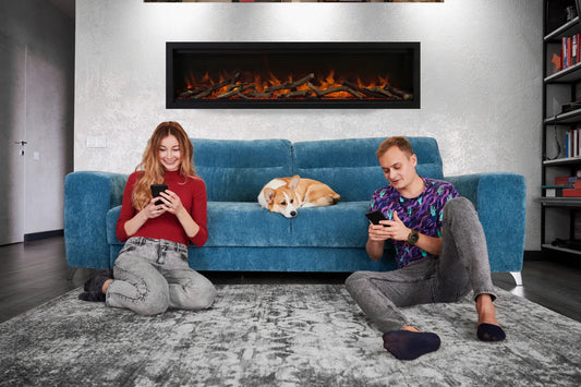 Smart Electric 60" Indoor/Outdoor Full Frame Built-in Electric Fireplace