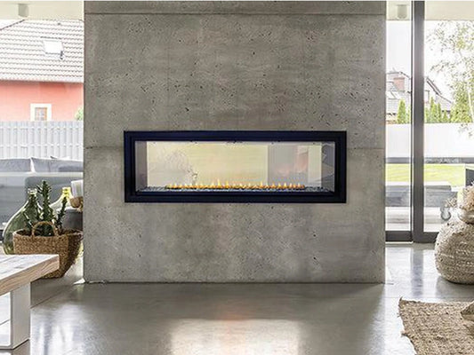 Empire White Mountain Hearth Boulevard 48" Vent Free See Through Linear Gas Fireplace with Intermittent Pilot and Thermostat Variable Remote Control