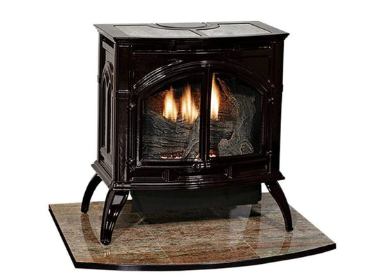 Empire White Mountain Hearth Spirit 22" Direct Vent Small Cast Iron Propane Gas Stove in Matte Black with Millivolt Control and On/Off Switch