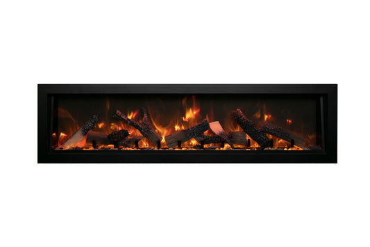 Extra Tall 45" Indoor/Outdoor Zero Clearance Built-in Electric Fireplace with Black Steel Surround