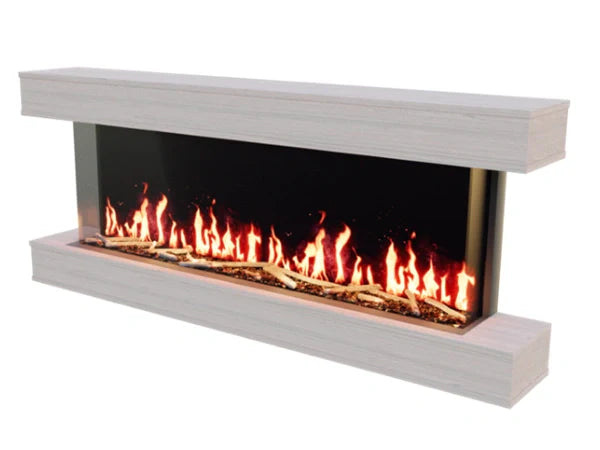 Modern Flames Weathered Walnut Studio Suite Premium Wall Mounted Cabinet for 80" Landscape Pro Multi Fireplace