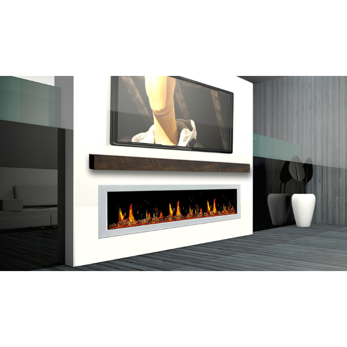 Litedeer Homes Gloria II 78" White Seamless Push-in Electric Fireplace With Reflective Fire Glass Reflective Fire Glass