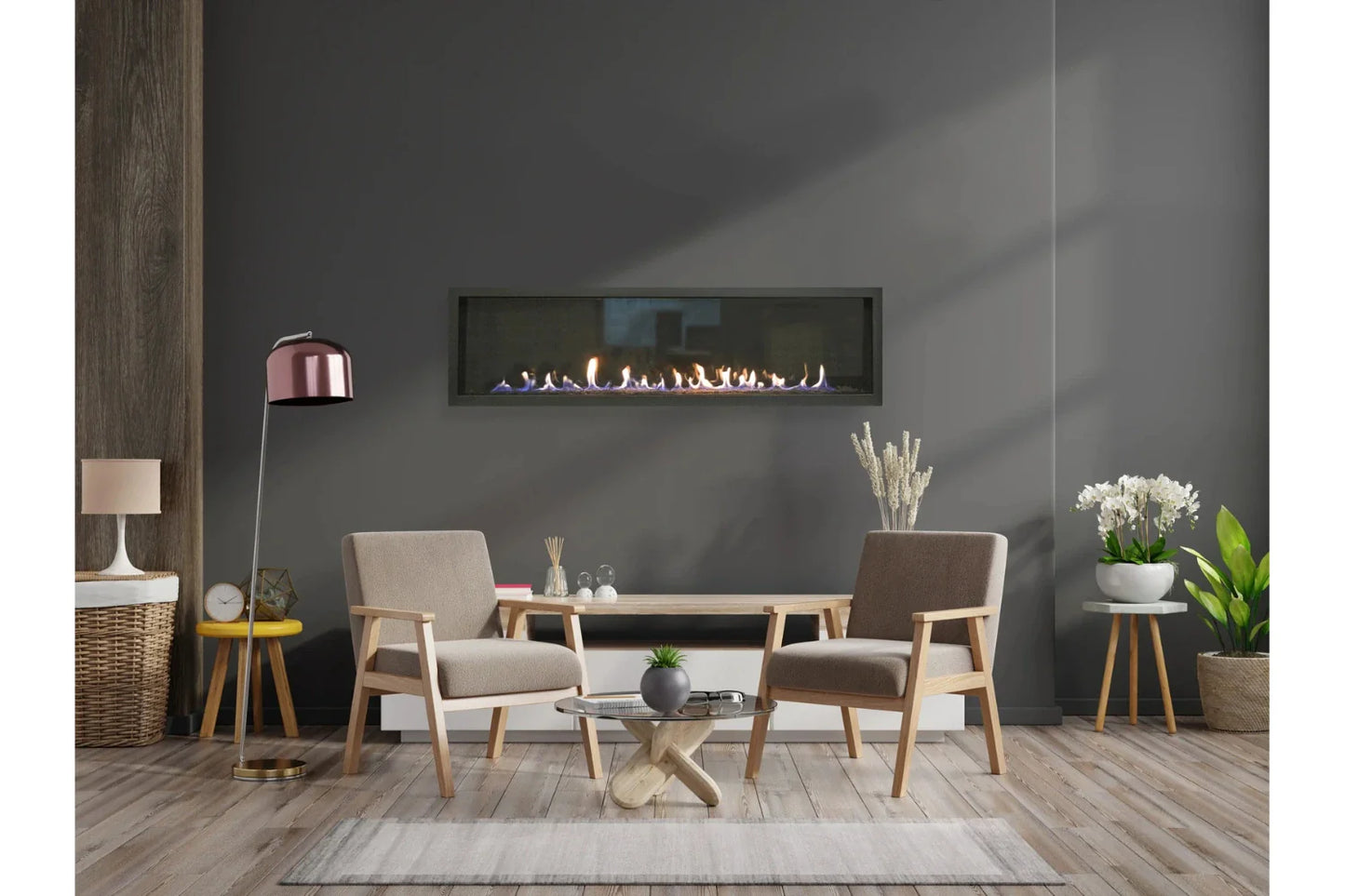 Amantii Sierra Flame Austin 65" Natural Gas Direct Vent Linear Gas Fireplace | AUSTIN-65G-NG-DELUXE