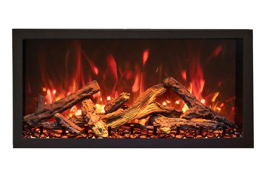 Extra Tall 45" Indoor/Outdoor Zero Clearance Built-in Electric Fireplace with Black Steel Surround