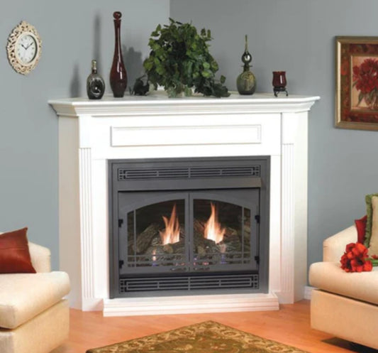 Empire White Mountain Hearth 36" Corner Cabinet Mantel With Base in White Finish