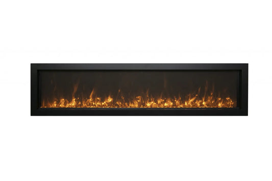Extra Slim 35" Indoor/Outdoor Zero Clearance Built-in Electric Fireplace with Black Steel Surround