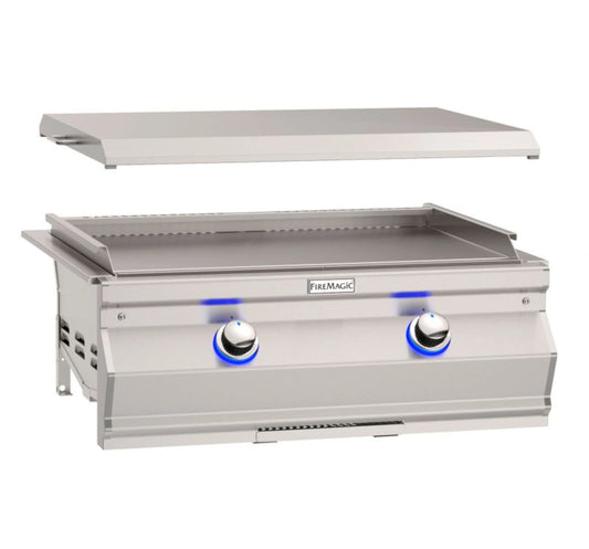 Fire Magic Aurora 30" Built-In Natural Gas Gourmet Griddle with Stainless Steel Griddle Surface and Cover