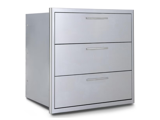 Blaze 30" Stainless Steel Easy Close Triple Access Drawer w/ LED Lighting