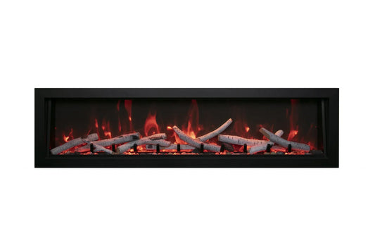 Deep 45" Indoor/Outdoor Built-in Electric Fireplace with Black Steel Surround