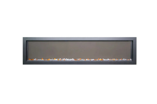 Extra Slim 45" Indoor/Outdoor Zero Clearance Built-in Electric Fireplace with Black Steel Surround