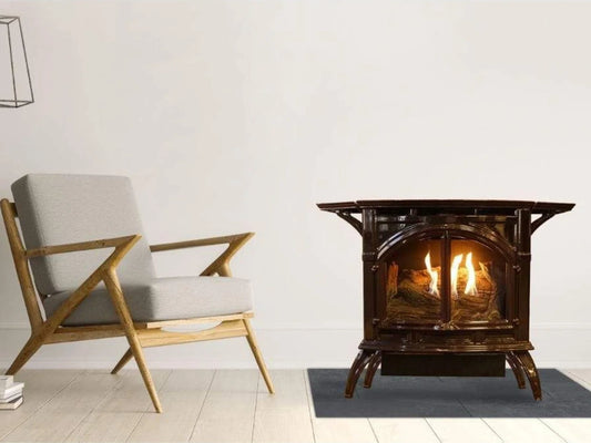 Empire White Mountain Hearth Spirit 22" Vent Free Small Cast Iron Propane Gas Stove in Porcelain Mahogany with IPI Control and On/Off Switch