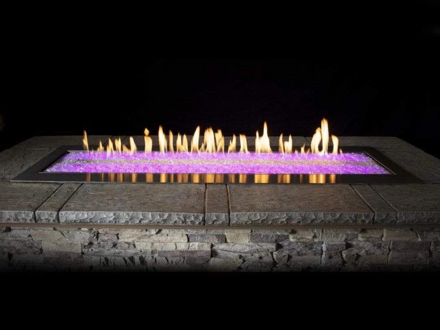 Empire White Mountain Hearth Carol Rose Coastal 48" Vent-Free Stainless Steel Outdoor Linear Propane Gas Fire Pit with Manual Control and Multicolor LED Lighting