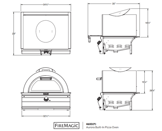 Fire Magic Aurora 30" Built-In Natural Gas Pizza Oven with Cordierite Stone and Back-Lit Knob Control