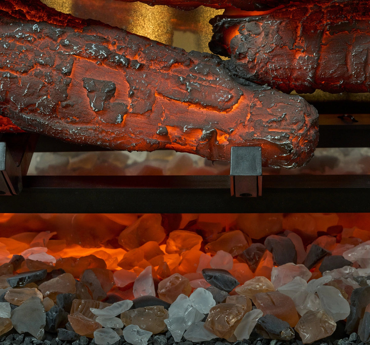 Revillusion® 24" Built-In Electric Firebox - Tumbled Glass Ember Bed, Grey Brick