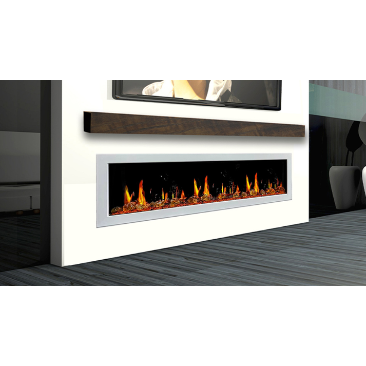 Litedeer Homes Gloria II 78" White Seamless Push-in Electric Fireplace With Reflective Fire Glass Reflective Fire Glass
