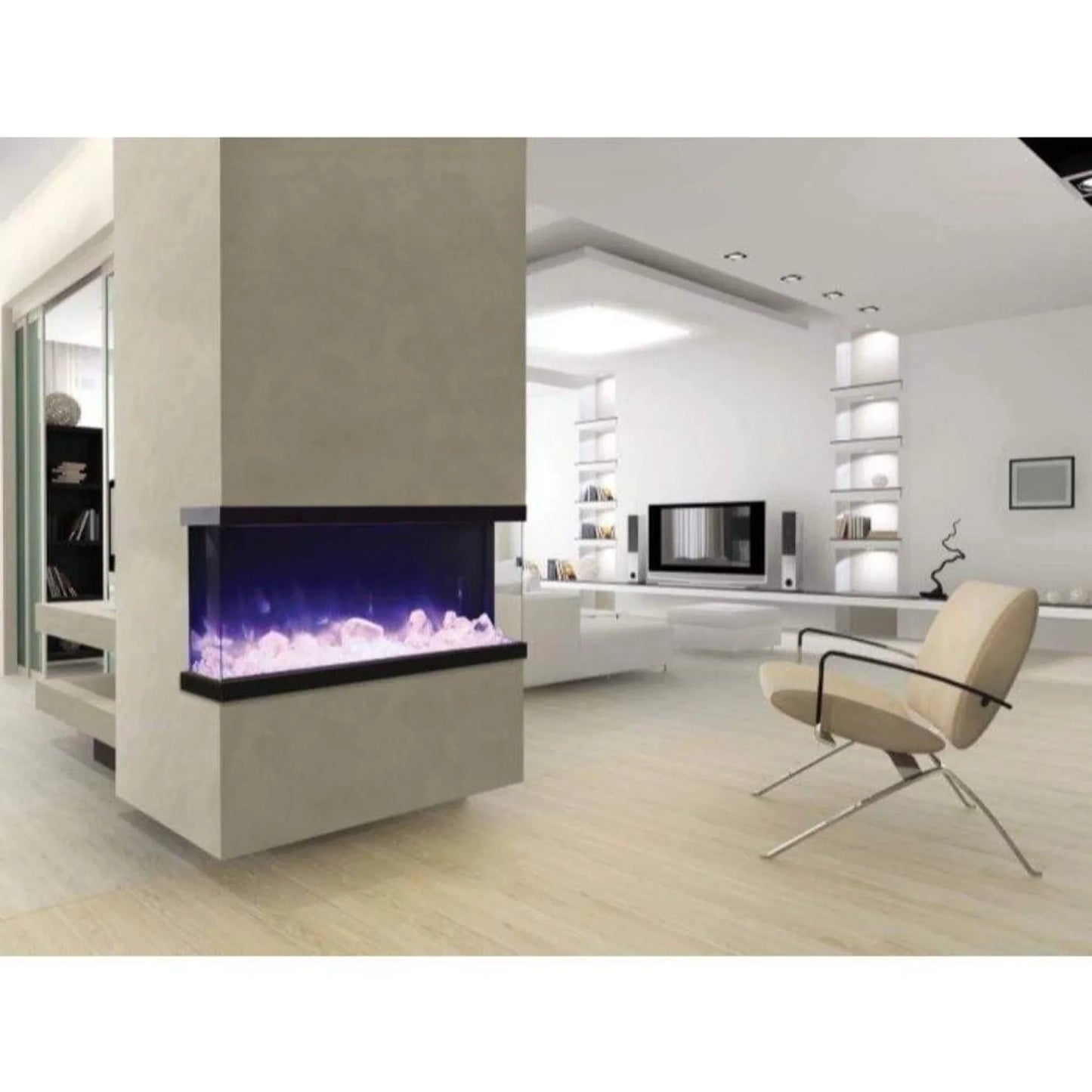 Tru View Extra Tall 50" Indoor Outdoor WiFi Enabled 3 Sided Electric fireplace