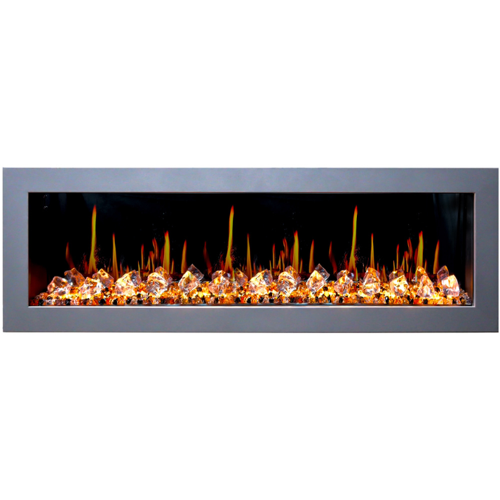 Litedeer Homes Gloria II 68" White Seamless Push-in Electric Fireplace With Acrylic Crushed Ice Rocks Acrylic Crushed Ice Rocks