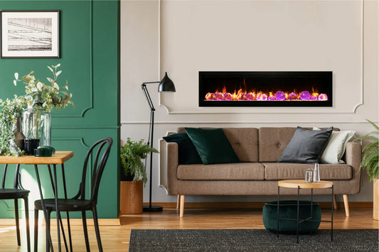 Smart Electric 74" Indoor/Outdoor Full Frame Built-in Electric Fireplace