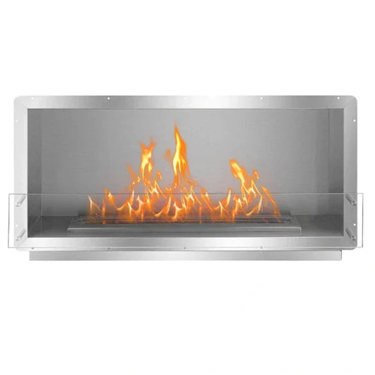 72" Stainless Steel Single Sided Ethanol Fireplace