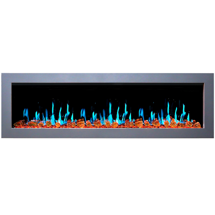 Litedeer Homes Gloria II 78" White Seamless Push-in Electric Fireplace With Reflective Fire Glass Reflective Fire Glass