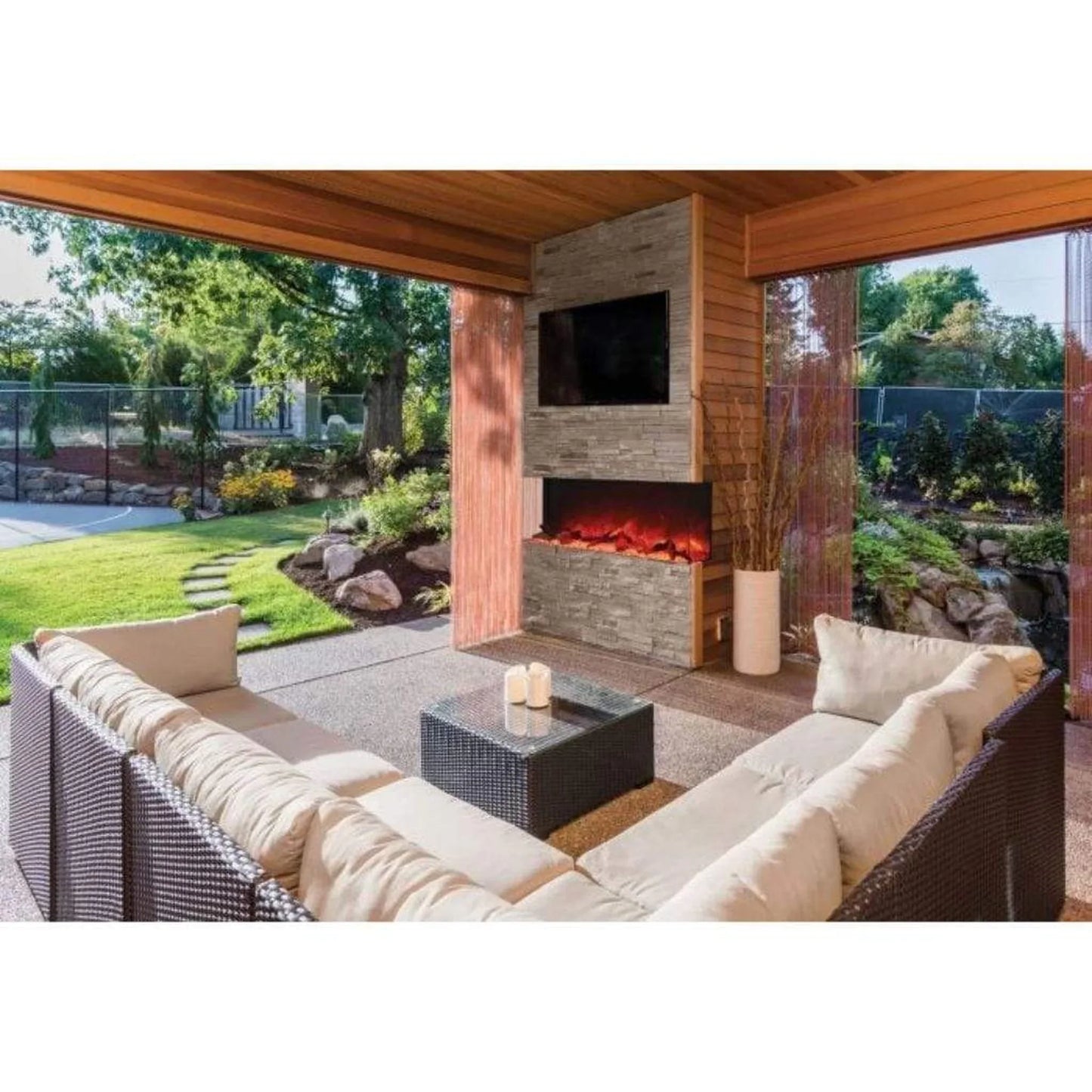 Amantii Tru View Extra Tall Lumina 88" Indoor Outdoor WiFi Enabled 3 Sided Electric Fireplace | 88-TRV-XT-XL-LUMINA