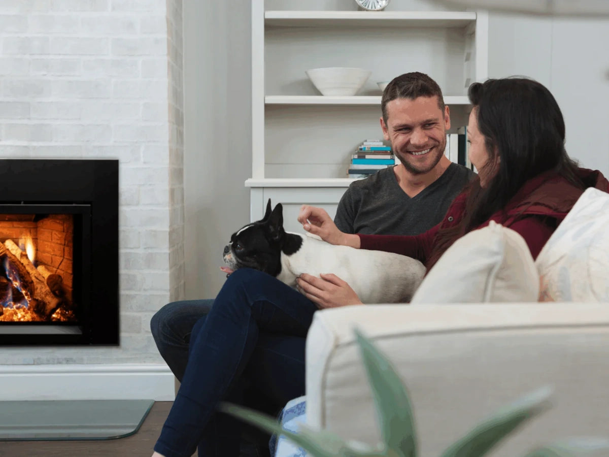 Empire White Mountain Hearth Rainier 34" Direct Vent Propane Gas Fireplace Insert with IPI Control Proflame 2 Blower Ember Lights and Accent Lighting