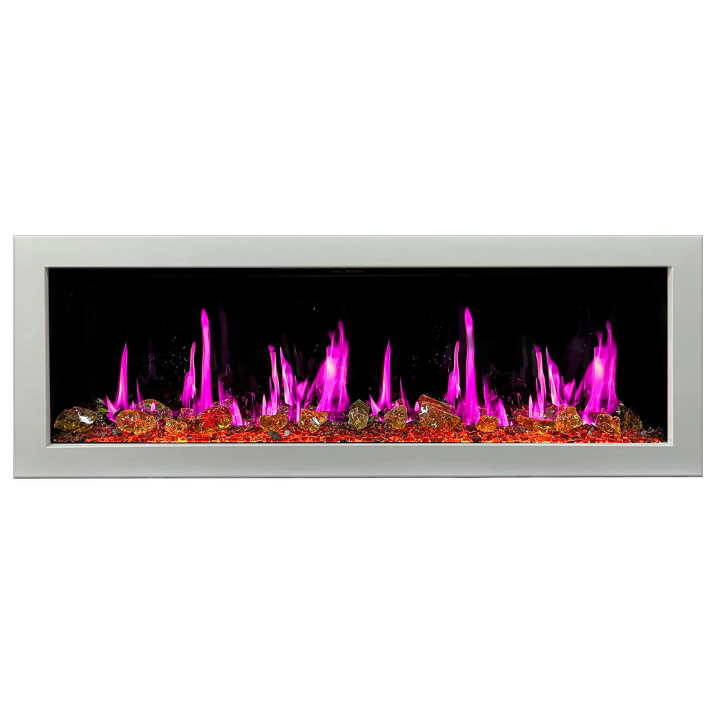 Litedeer Homes Gloria II 48" White Seamless Push-in Electric Fireplace With Reflective Fire Glass Reflective Fire Glass