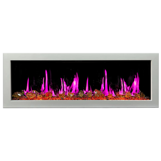 Litedeer Homes Gloria II 48" White Seamless Push-in Electric Fireplace With Reflective Fire Glass Reflective Fire Glass