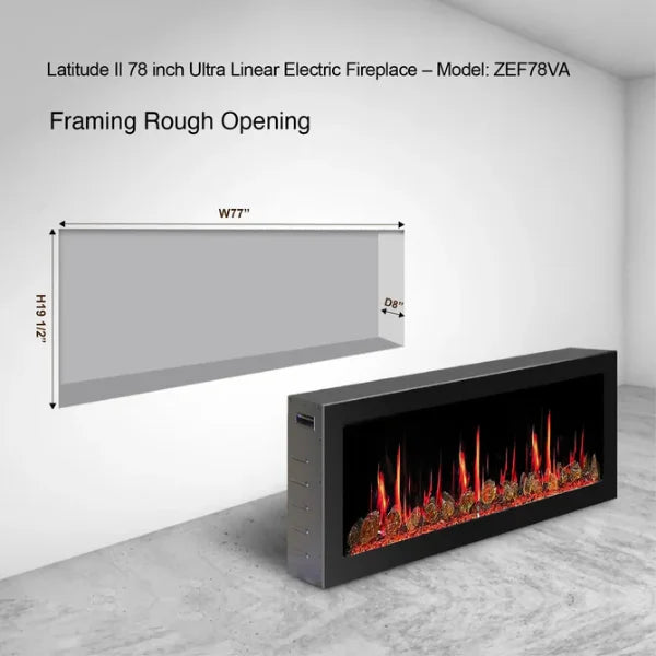 Litedeer Homes Gloria II 78" White Seamless Push-in Electric Fireplace With Acrylic Crushed Ice Rocks Acrylic Crushed Ice Rocks