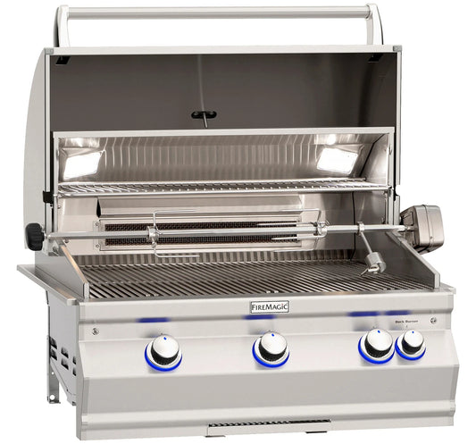 Fire Magic Aurora A660i 34" Built-In Natural Gas Grill with Rotisserie Kit, Analog Thermometer and Optional Magic View Window