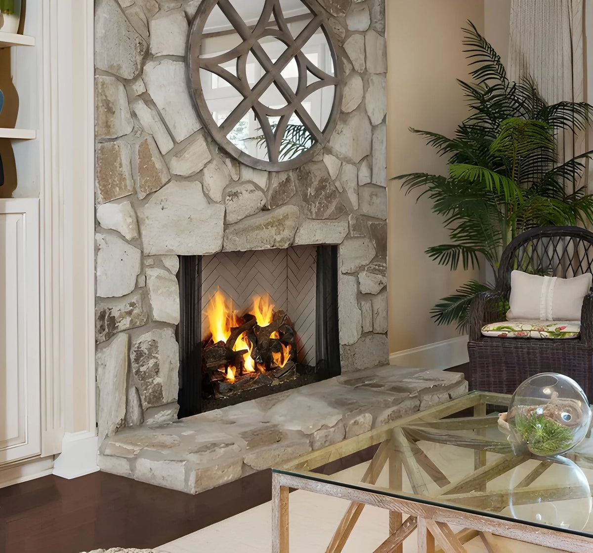 Majestic 42" Radiant Wood Burning Fireplace with Natural Gray Hearth Refractory