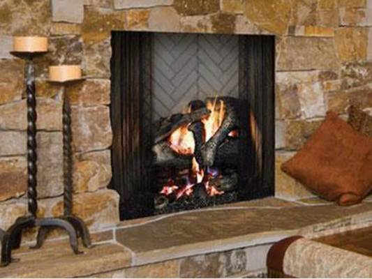 36" Radiant Wood Burning Fireplace with Natural Gray Hearth Refractory