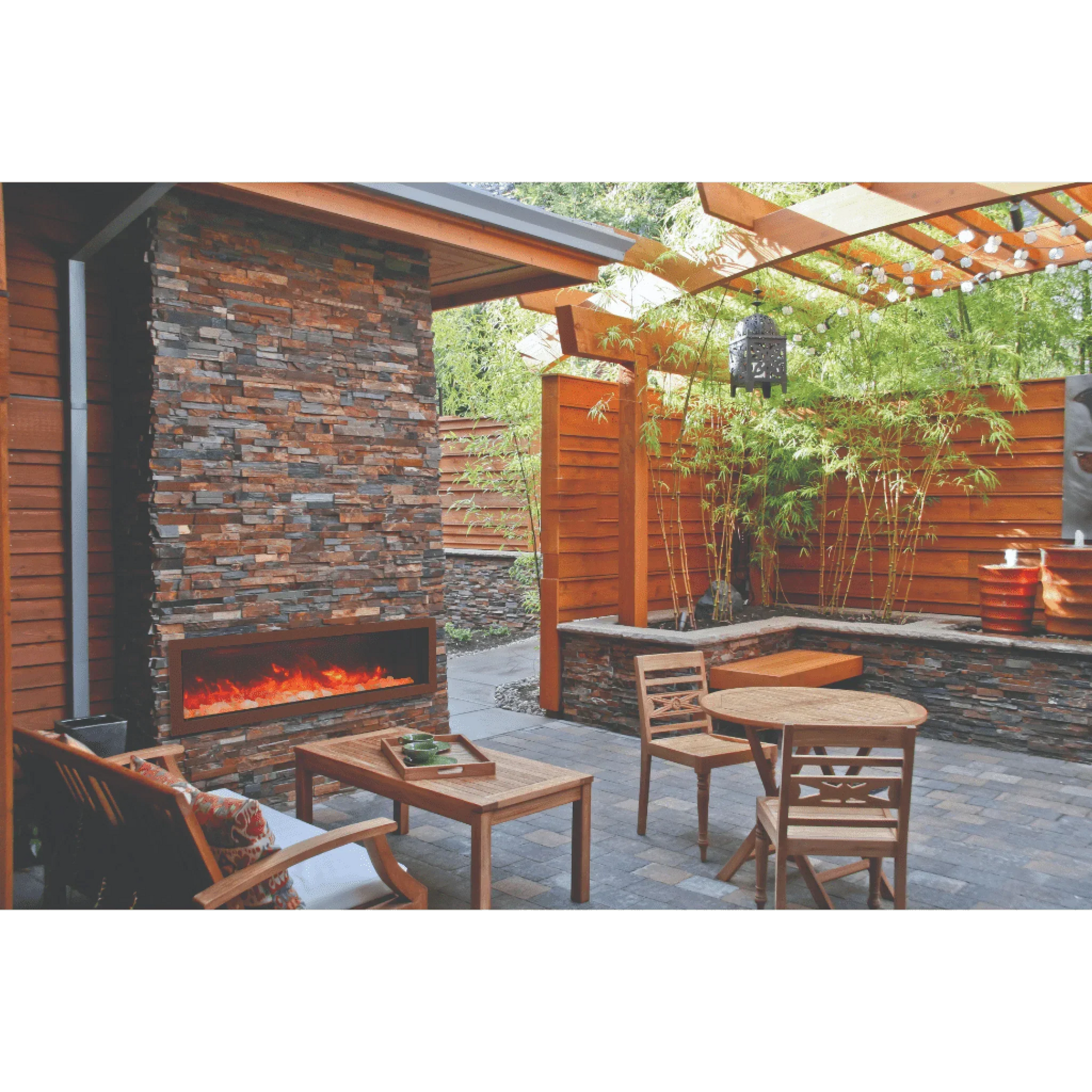 Panorama Deep 88" Full View Indoor Outdoor WiFi Enabled Smart Electric fireplace