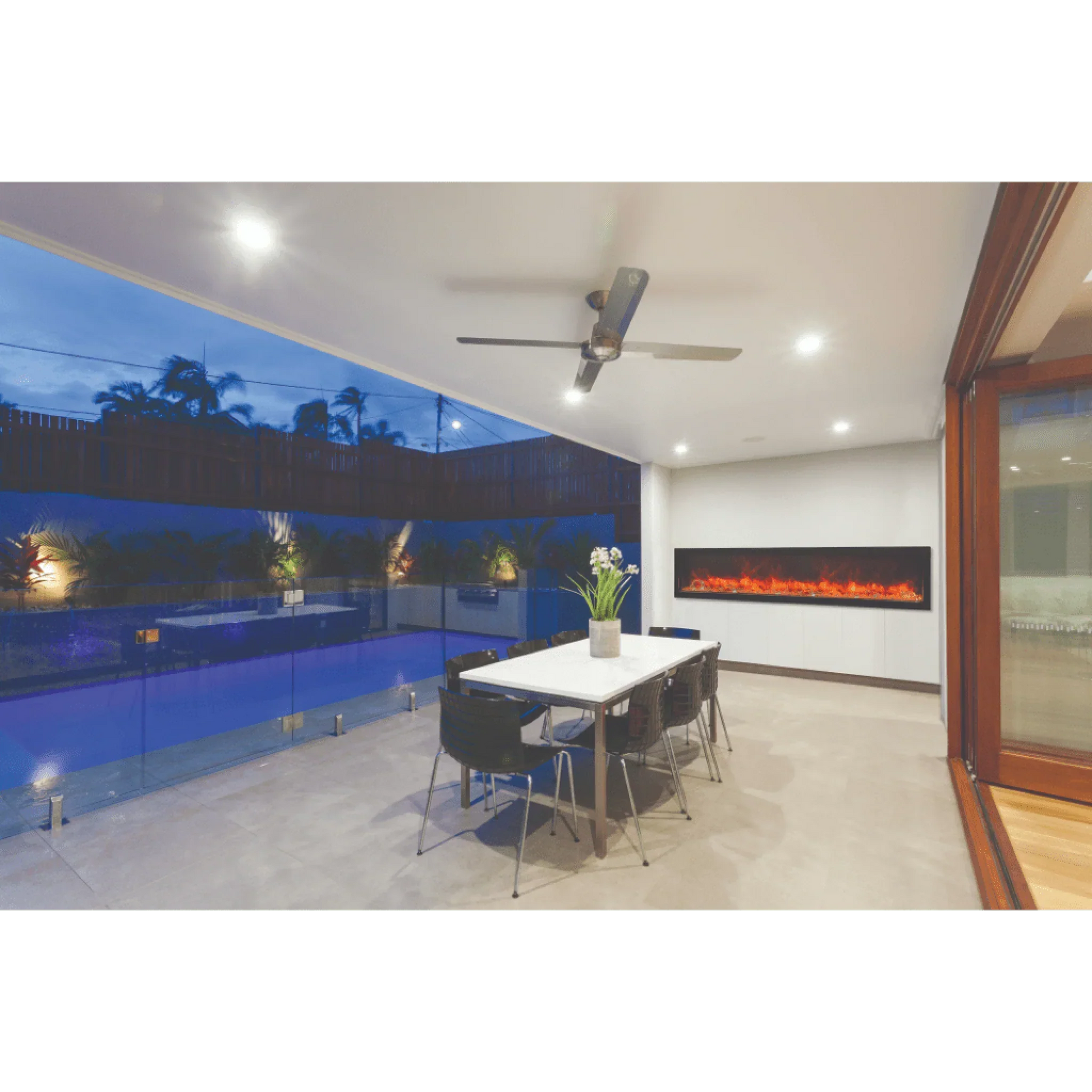 Panorama Deep 88" Full View Indoor Outdoor WiFi Enabled Smart Electric fireplace