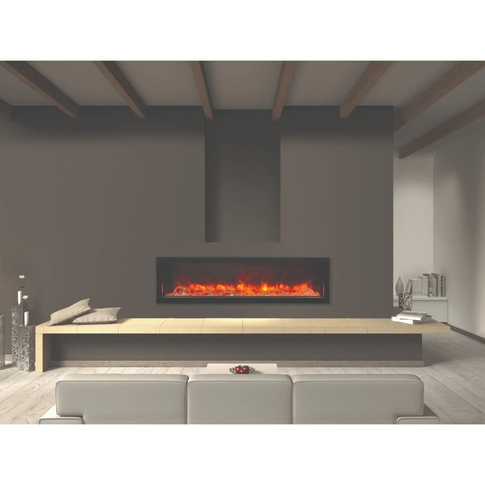 Panorama Deep 72" Full View Indoor Outdoor WiFi Enabled Smart Electric fireplace