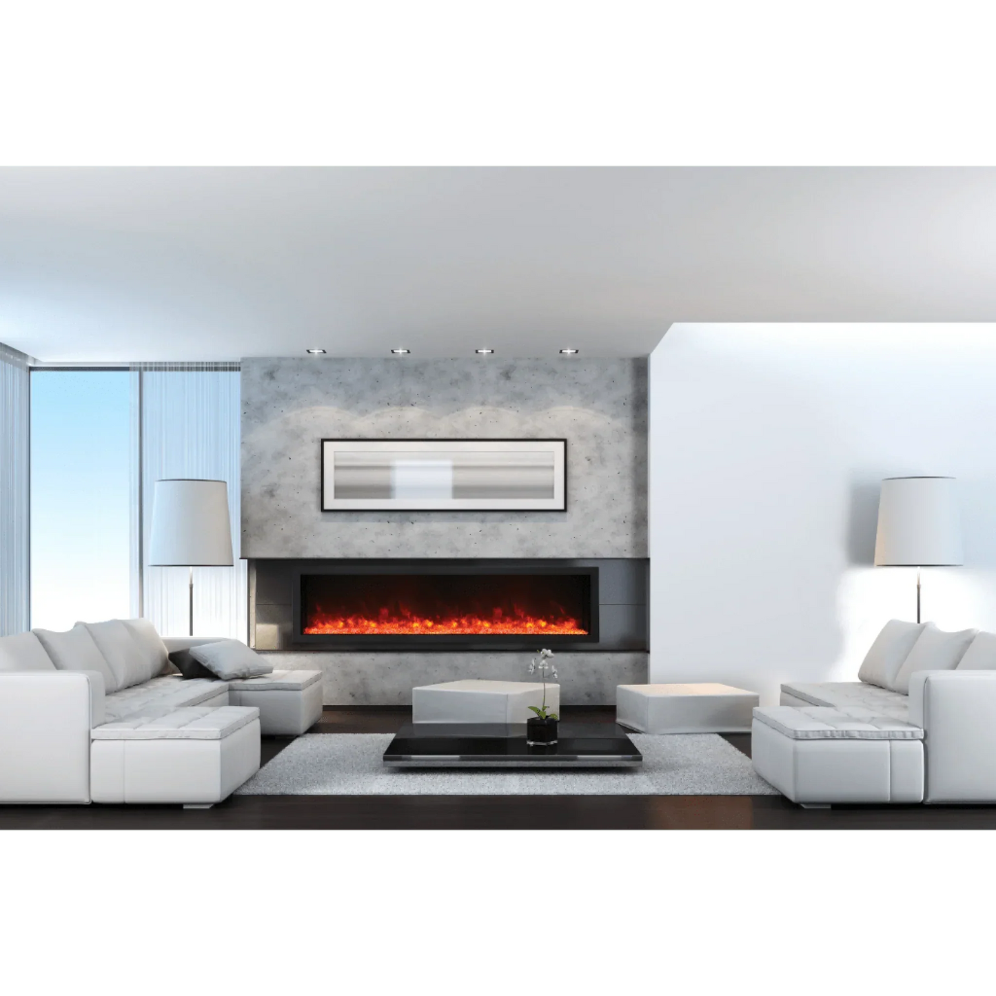 Amantii Panorama Deep Xtra Tall 60" Full View Indoor Outdoor WiFi Enabled Smart Electric Fireplace | BI-60-DEEP-XT