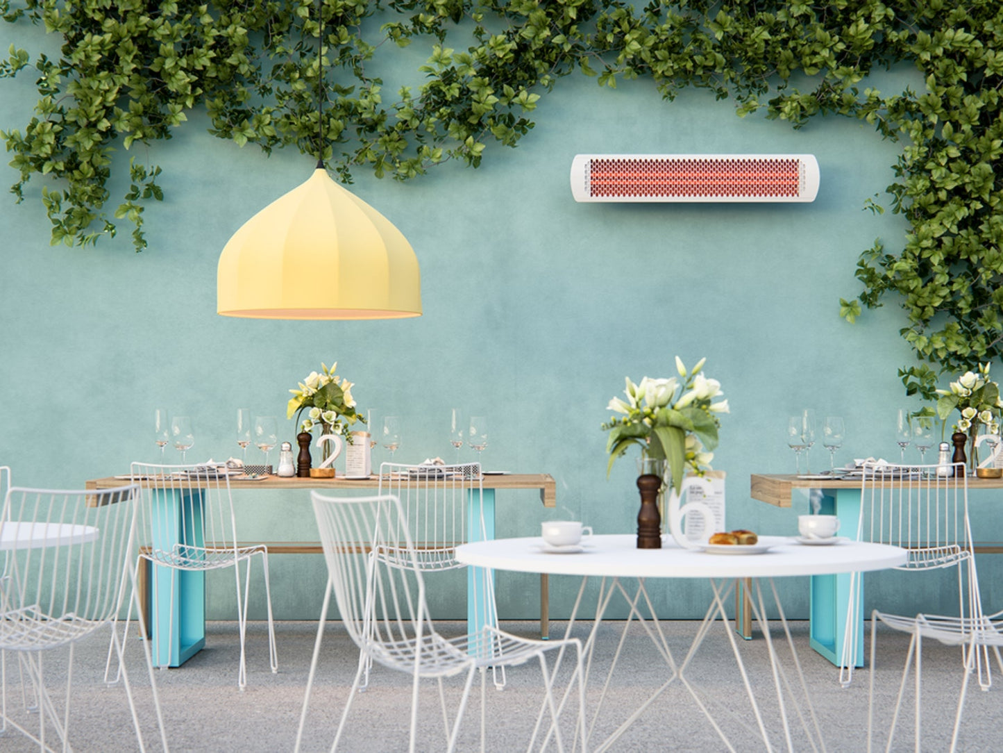 Bromic Heating Tungsten Smart-Heat 56" 6000W Series 220-240v White Electric Outdoor Patio Heater