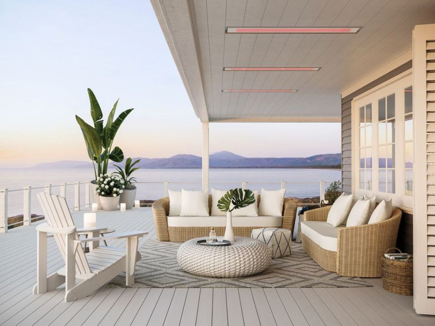 Bromic Heating Platinum Marine Smart-Heat 50" 3400W Series 208v White Electric Outdoor Patio Heater