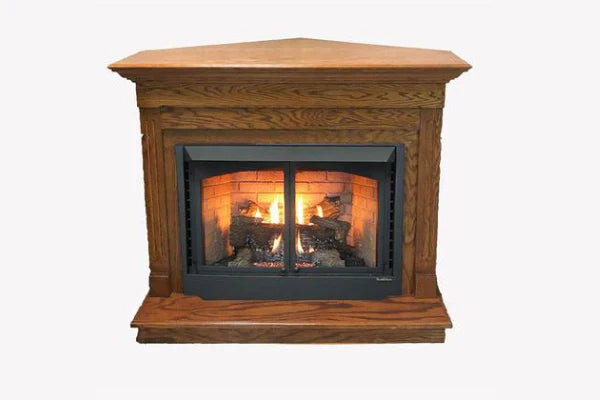 Builder Series Firebox With Standard Dark Oak Corner Mantel