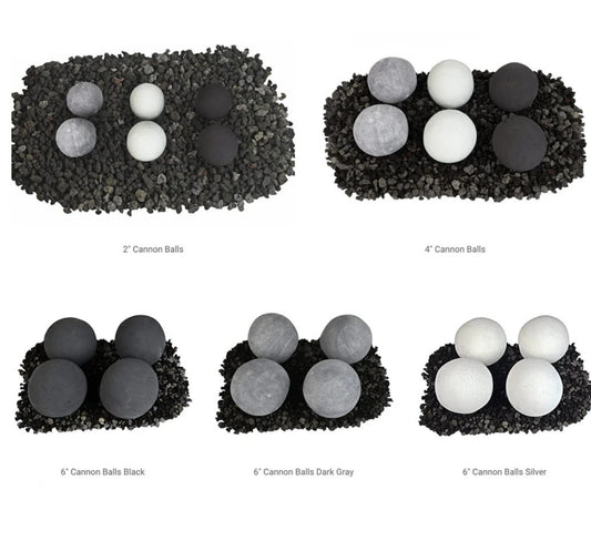 Grand Canyon 12 Inch 2 Inch 12 Pc Grey Cannon Ball Set Fire Media