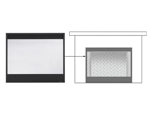 Black Decorative Mesh 42" Screen Front for Meridian Series, Pearl II See-Through & Quartz Platinum Fireplaces
