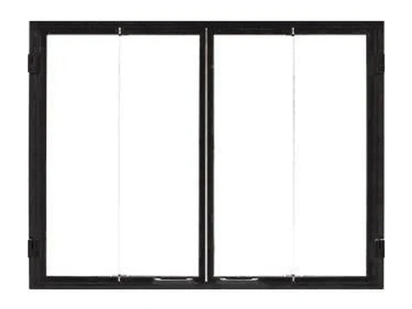 Majestic Black Glass Bi-Fold Doors for Birmingham 50" Wood Burning Fireplace
