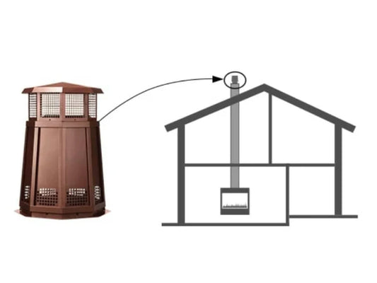 34" Black Square Decorative Vertical Venting Gas Shroud / Wood Termination Cap