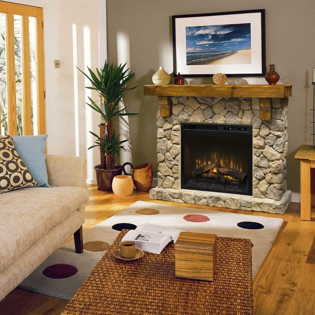 Dimplex Fieldstone Stone Look 55" Freestanding Mantel with 28" Electric Firebox GDS28L8-904ST