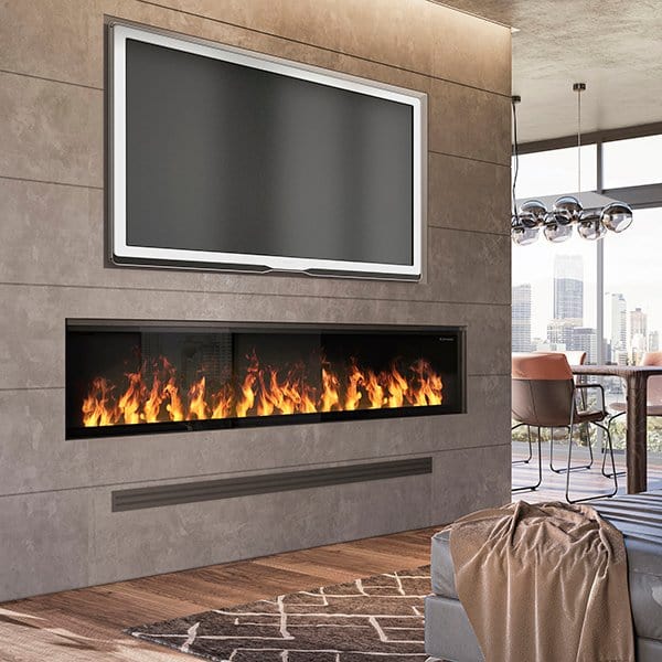 Opti-Myst 86" Linear Electric Fireplace OLF86-AM With Acrylic Ice and Driftwood Media