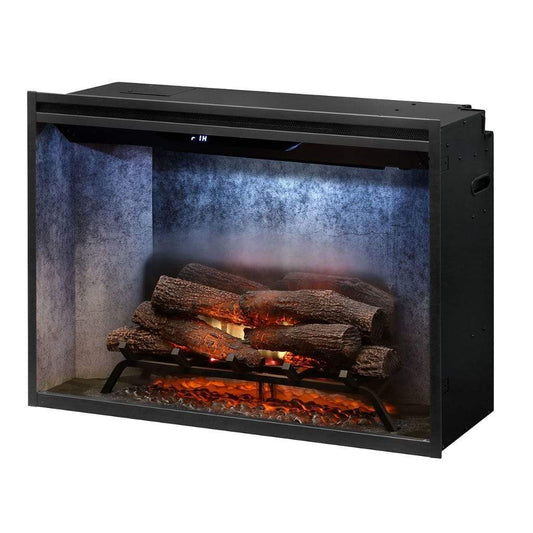 Revillusion Weathered Concrete 36" Built-In Electric Firebox With Single Pane Glass & Plug Kit