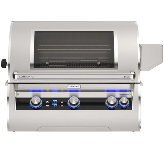 Fire Magic Echelon Diamond E660i 34" 3-Burner Built-In Gas Grill With Rotisserie Kit, Digital Thermometer and Optional Magic View Window